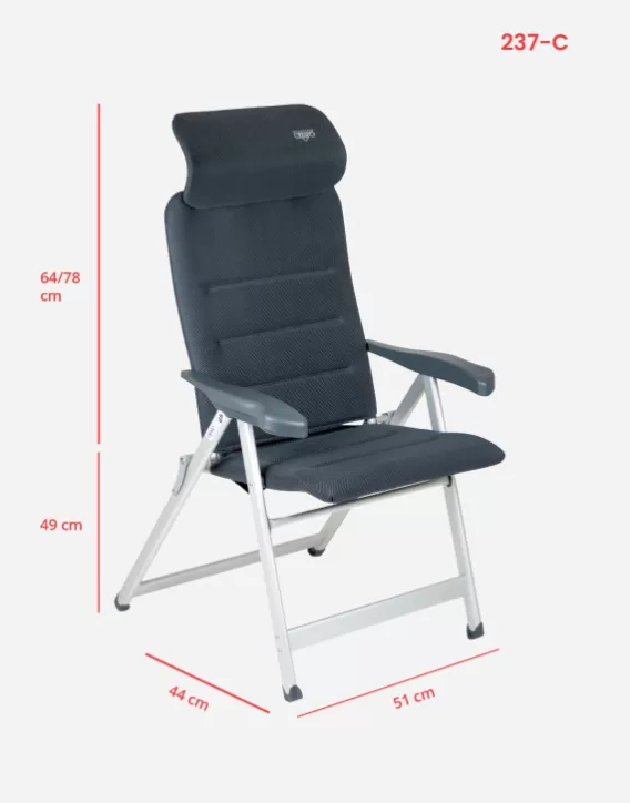 Adjustable Garden Chairs-Crespo Camping Chair - Aa-237 Air-Elite Compact - Grey